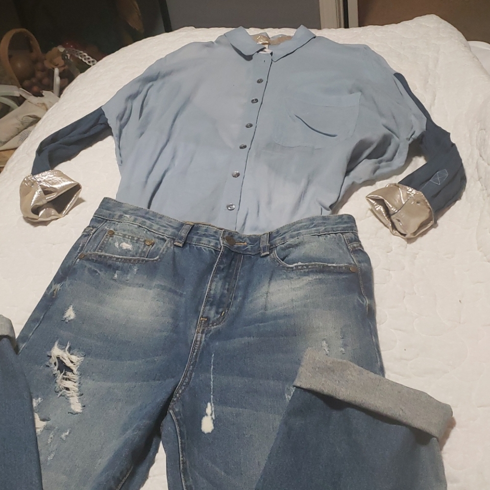Blue free people shirt